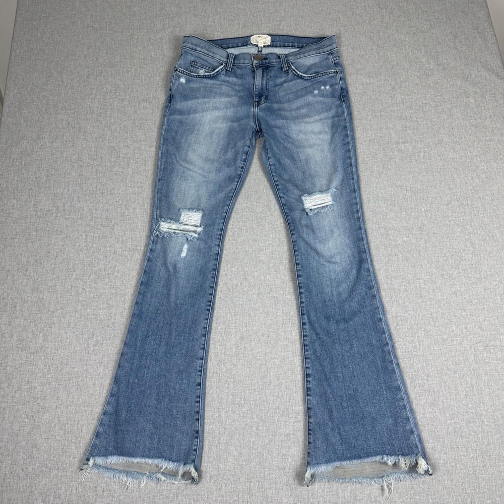 Current Elliott The Flip Flop Blue Distressed Flare Jeans 27